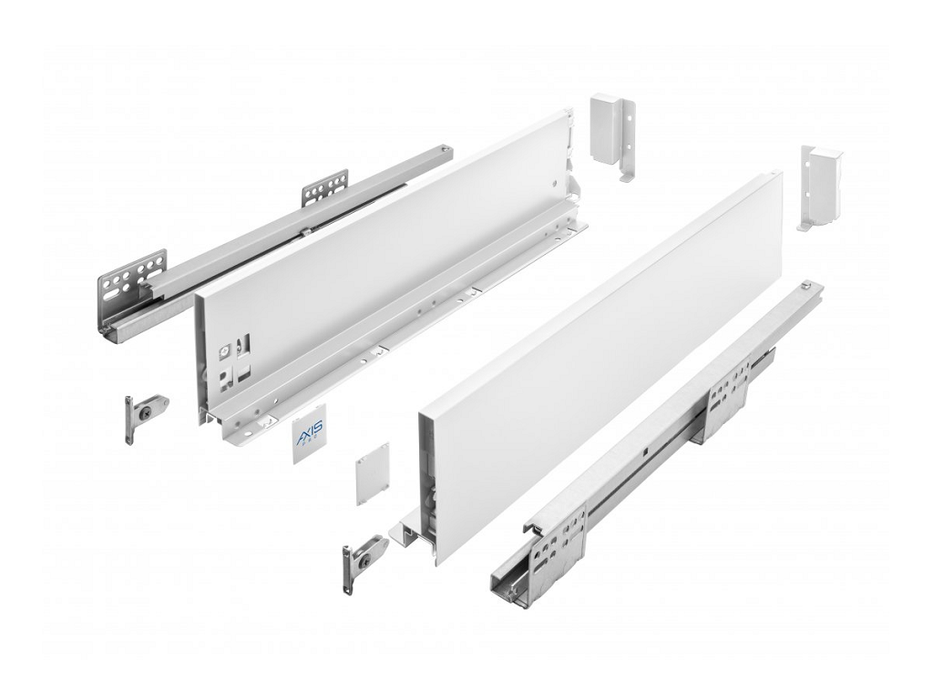 guide per cassetti axispro soft close con spondina bianco b mm116 gtv.png Guide per cassetti Axispro Soft close estrazione totale portata kg.40 con Spondina Bianco A mm.84 varie lunghezza | GTV - immagine 1